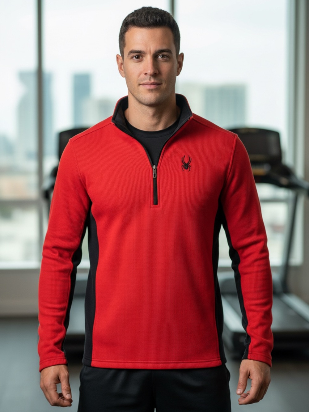 Spyder Men’s Red and Black Half-Zip Active Sweater